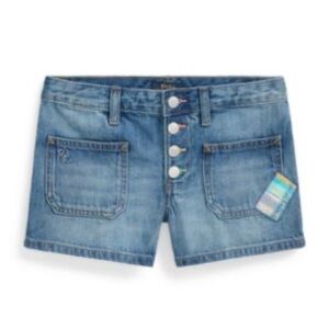 NWT Polo Ralph Lauren‎ Girls Patchwork Cotton Denim Shorts Classic Preppy Summer